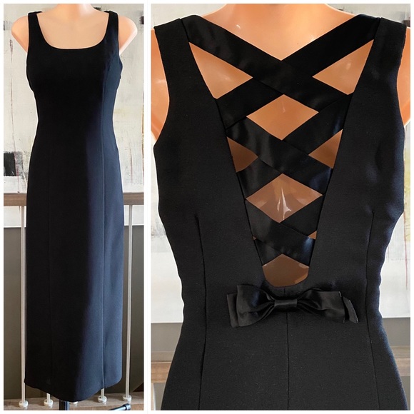 Joseph Ribkoff Dresses & Skirts - JOSEPH RIBKOFF 80s vintage black evening dress - open back